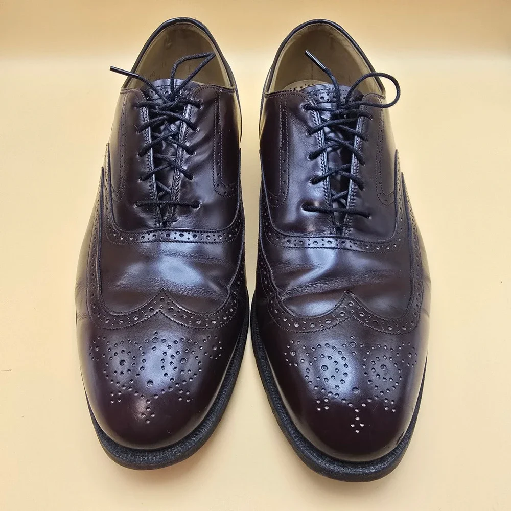 Johnston & Murphy Limited Burgundy Leather Wingtip Oxford Dress Shoes Mens 11 C